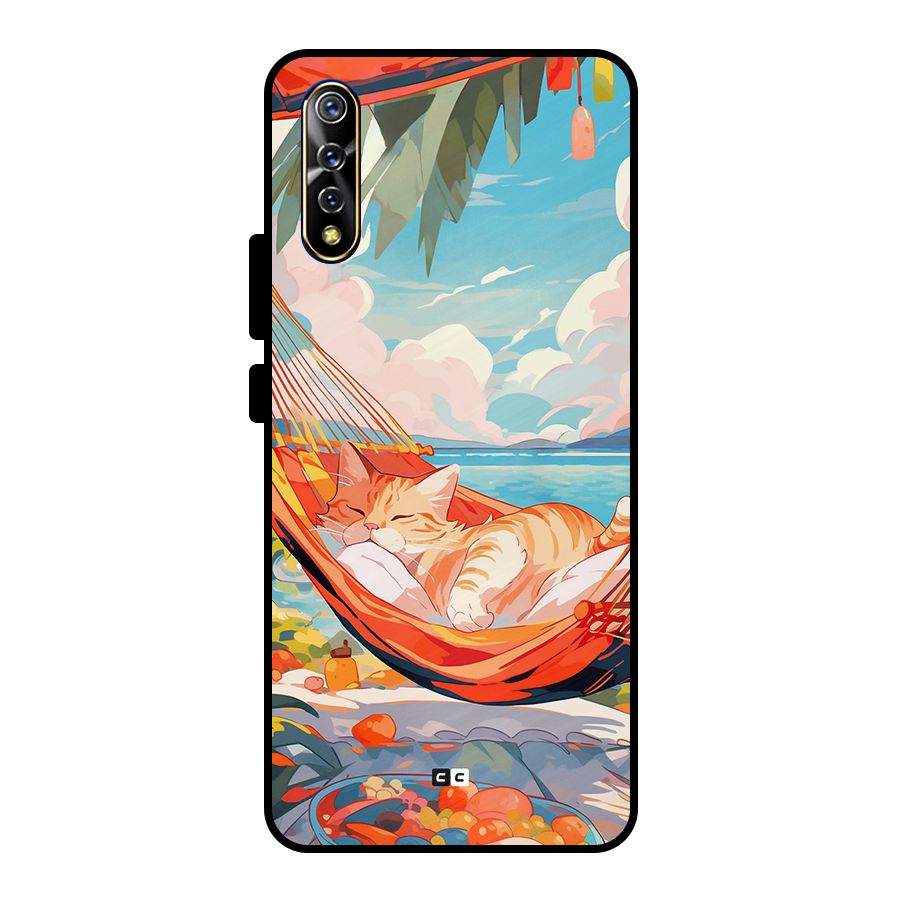 Cute Cat On Beach Metal Back Case for Vivo S1