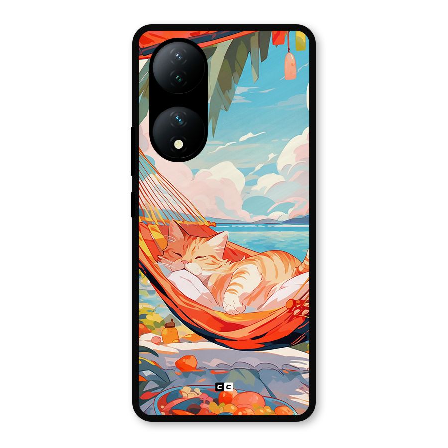 Cute Cat On Beach Metal Back Case for Vivo T2
