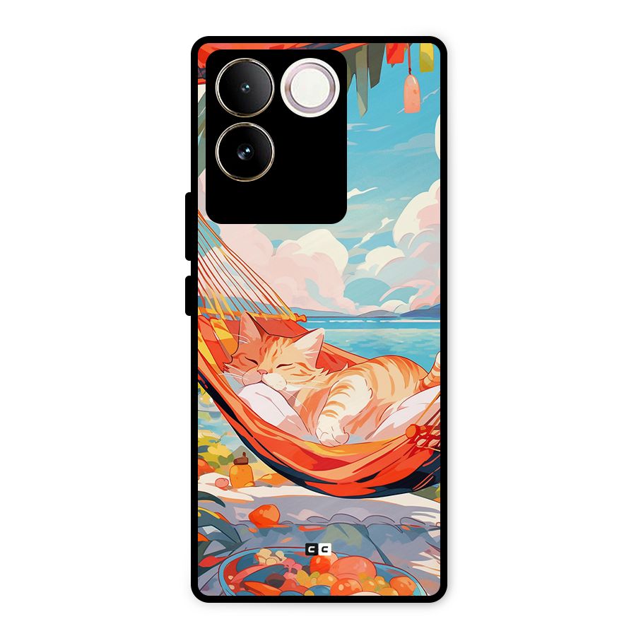 Cute Cat On Beach Metal Back Case for Vivo T2 Pro