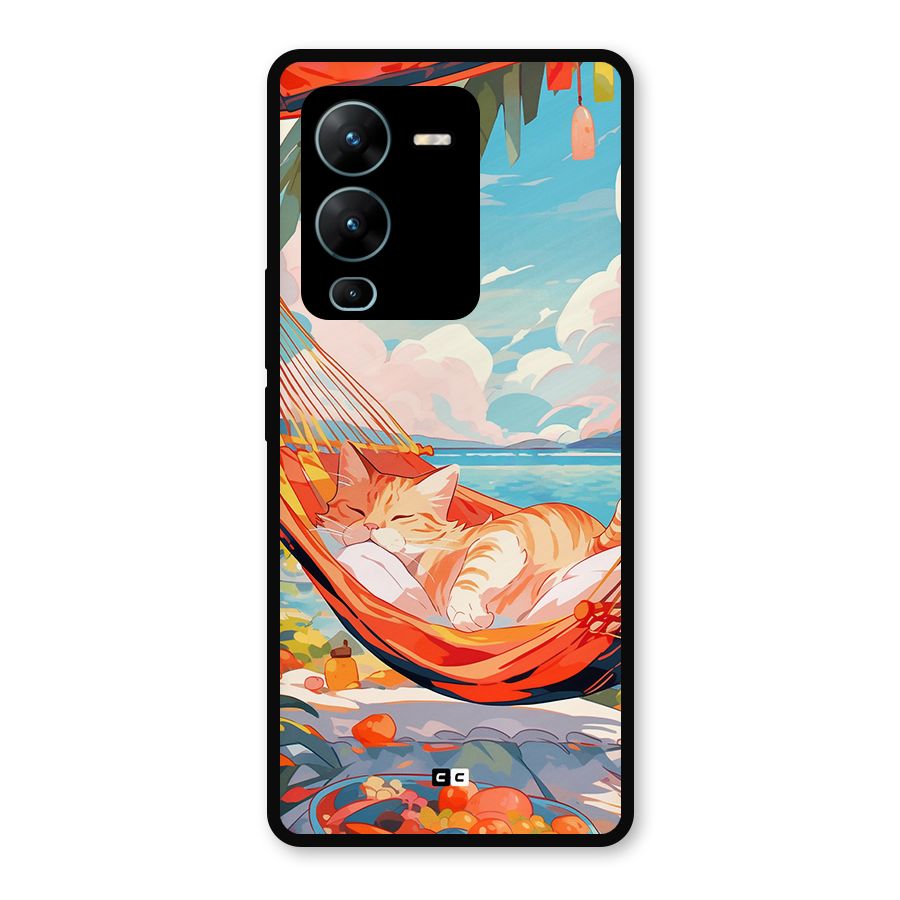 Cute Cat On Beach Metal Back Case for Vivo V25 Pro