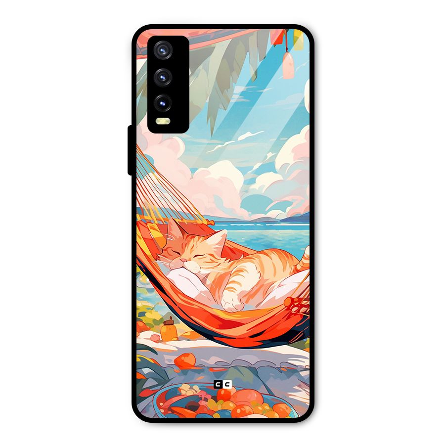Cute Cat On Beach Metal Back Case for Vivo Y20