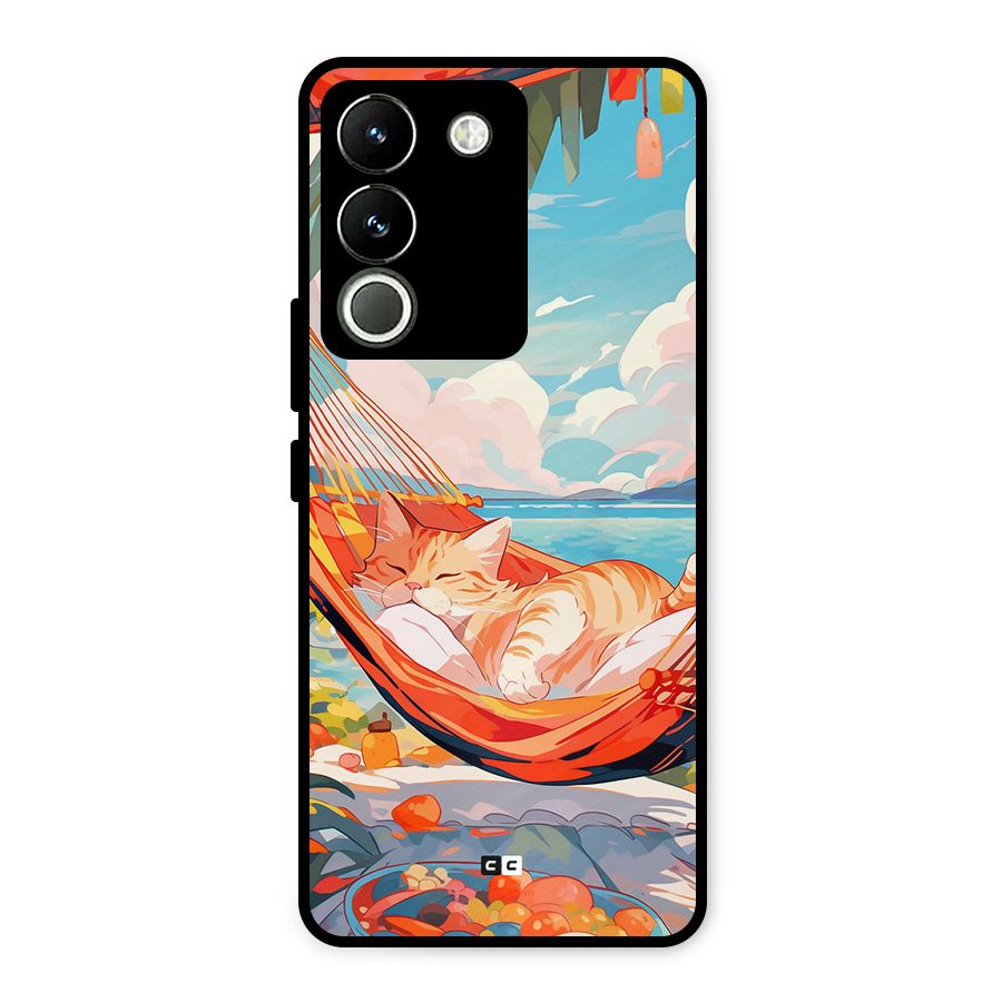 Cute Cat On Beach Metal Back Case for Vivo Y200