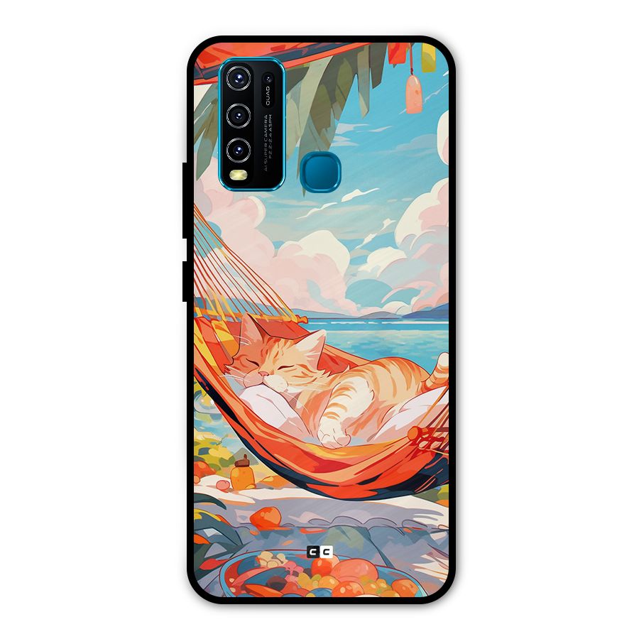 Cute Cat On Beach Metal Back Case for Vivo Y30