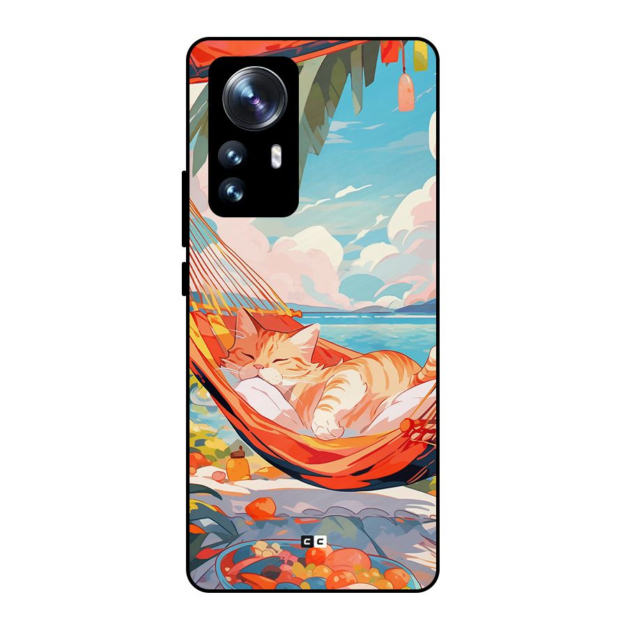 Cute Cat On Beach Metal Back Case for Xiaomi 12 Pro