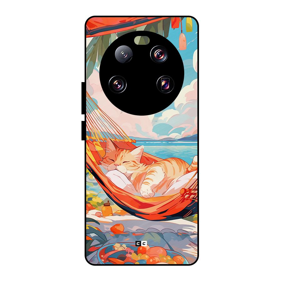 Cute Cat On Beach Metal Back Case for Xiaomi 13 Ultra