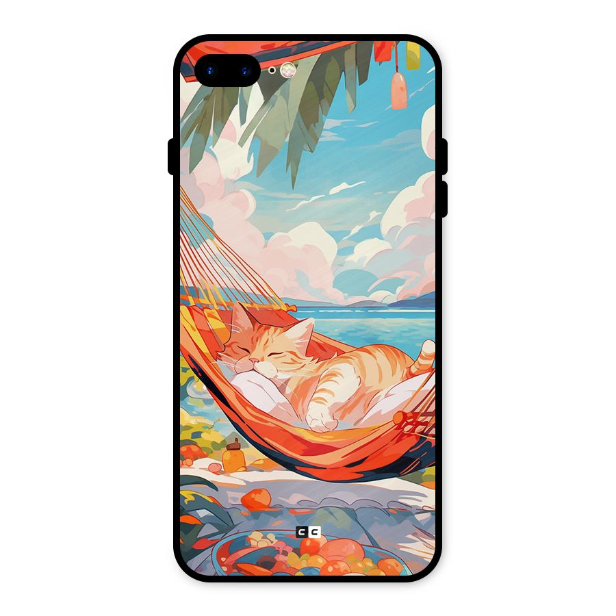 Cute Cat On Beach Metal Back Case for iPhone 7 Plus