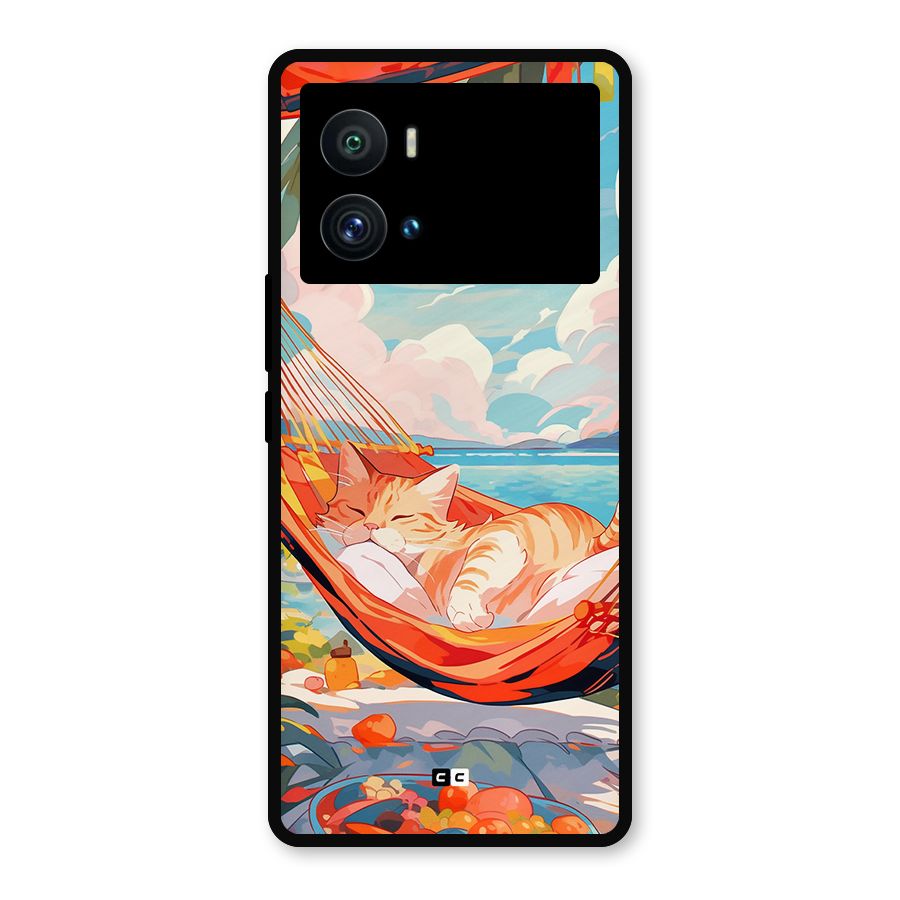 Cute Cat On Beach Metal Back Case for iQOO 9 Pro
