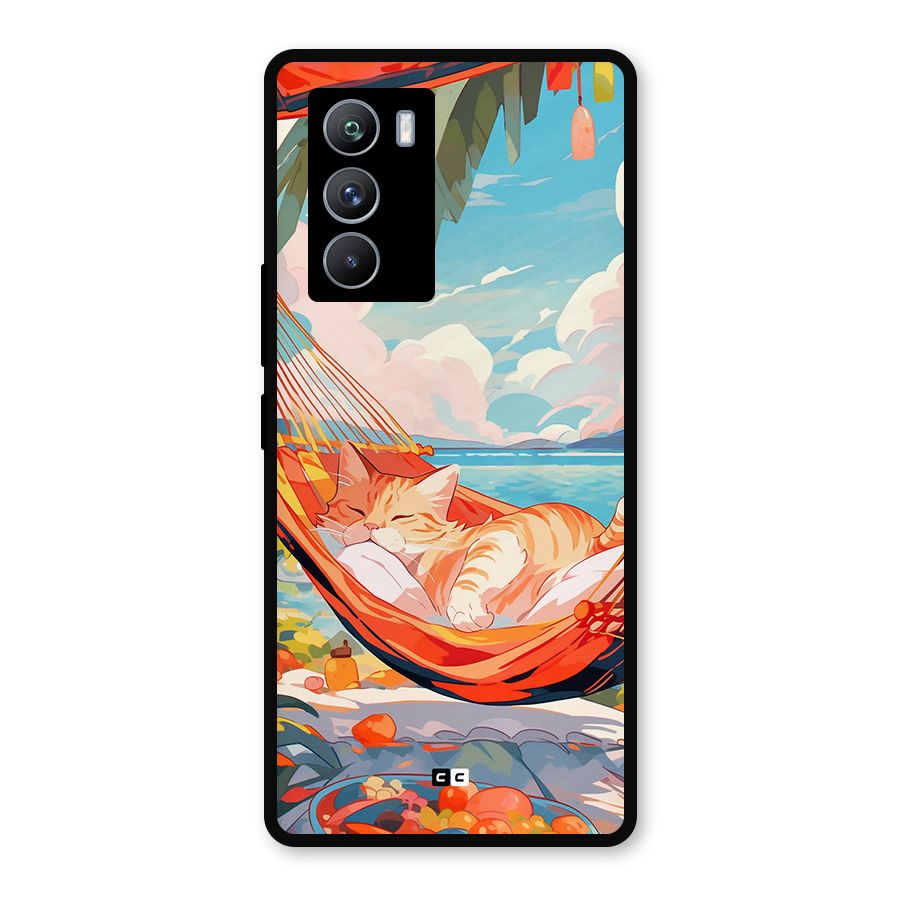 Cute Cat On Beach Metal Back Case for iQOO 9 SE