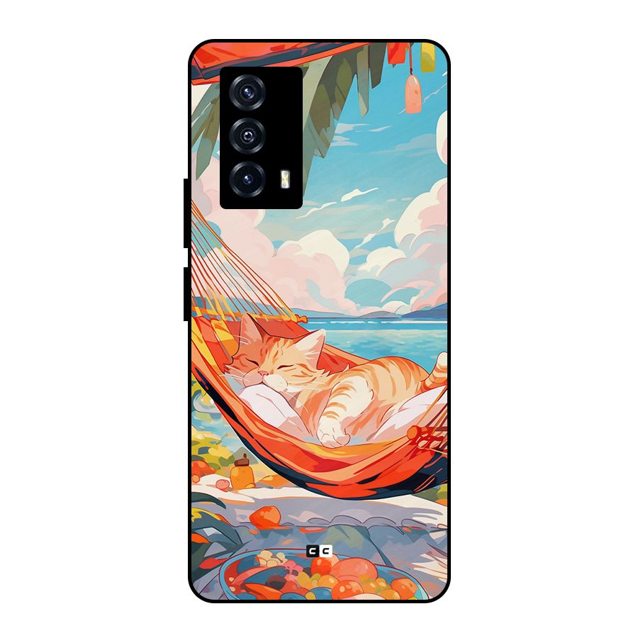 Cute Cat On Beach Metal Back Case for iQOO Z5