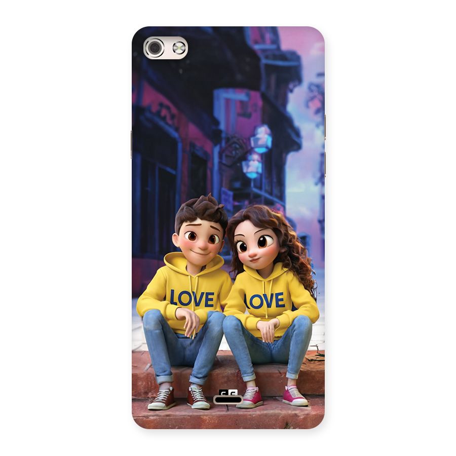 Cute Couple Sitting Back Case for Canvas Silver 5