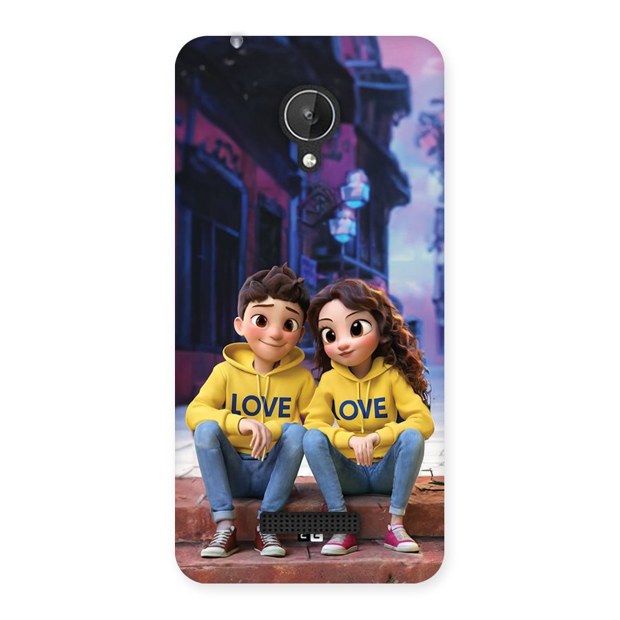 Cute Couple Sitting Back Case for Canvas Spark Q380