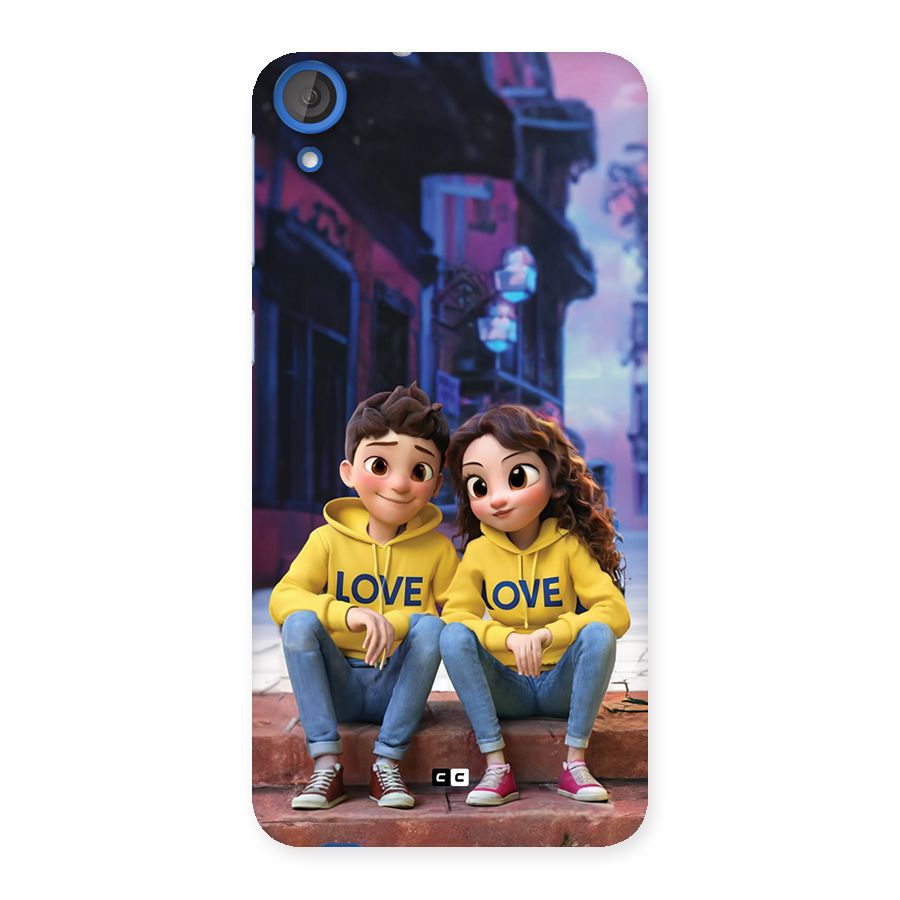 Cute Couple Sitting Back Case for Desire 820
