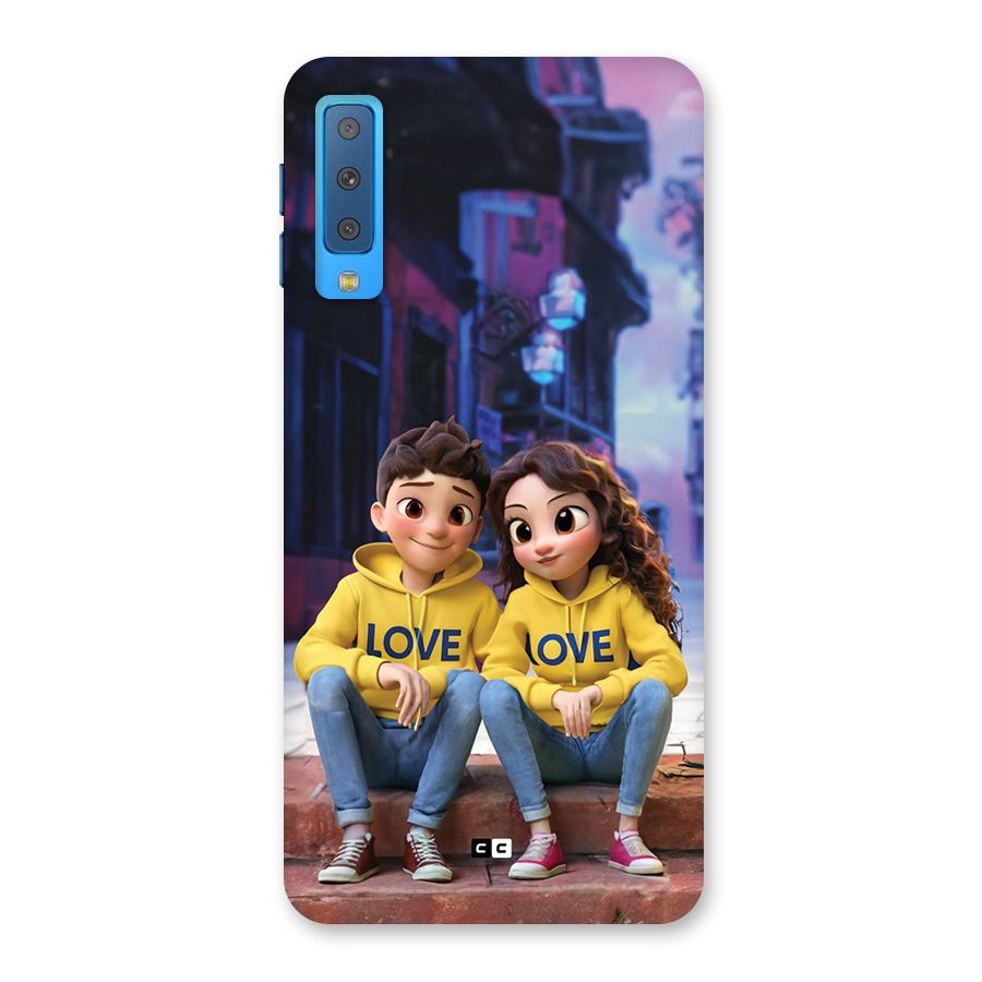 Cute Couple Sitting Back Case for Galaxy A7 (2018)