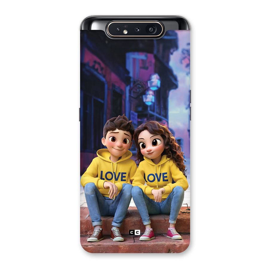 Cute Couple Sitting Back Case for Galaxy A80