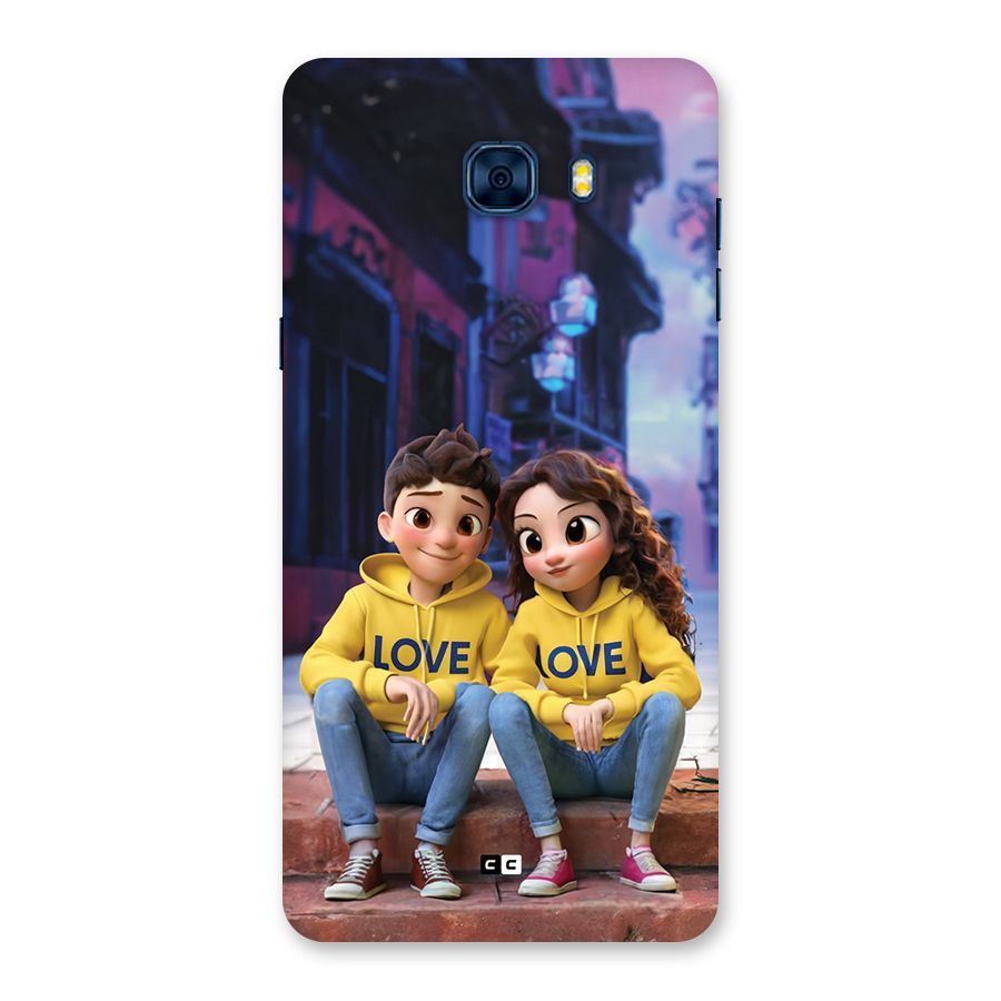 Cute Couple Sitting Back Case for Galaxy C7 Pro