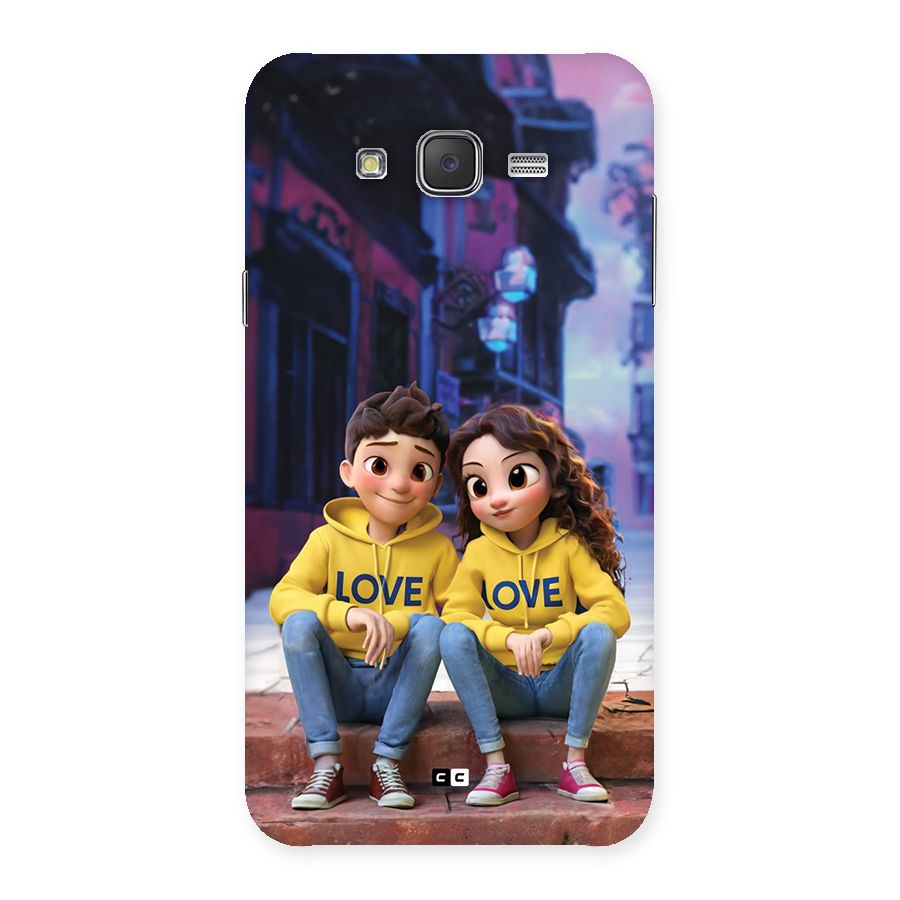 Cute Couple Sitting Back Case for Galaxy J7