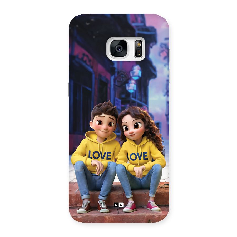 Cute Couple Sitting Back Case for Galaxy S7 Edge