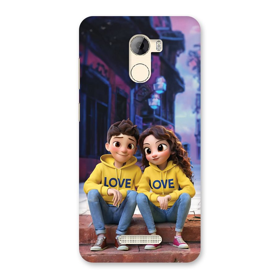 Cute Couple Sitting Back Case for Gionee A1 LIte