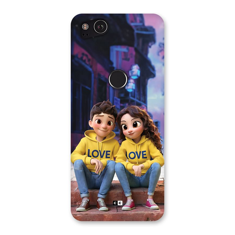 Cute Couple Sitting Back Case for Google Pixel 2
