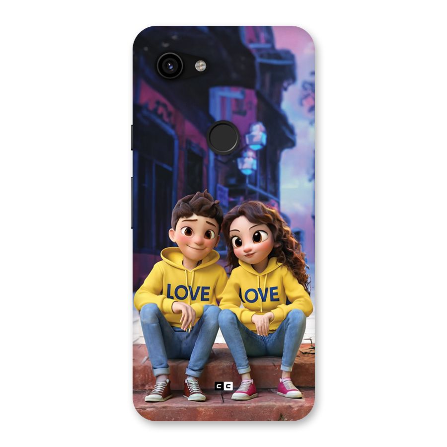 Cute Couple Sitting Back Case for Google Pixel 3a