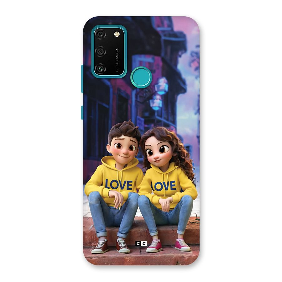 Cute Couple Sitting Back Case for Honor 9A