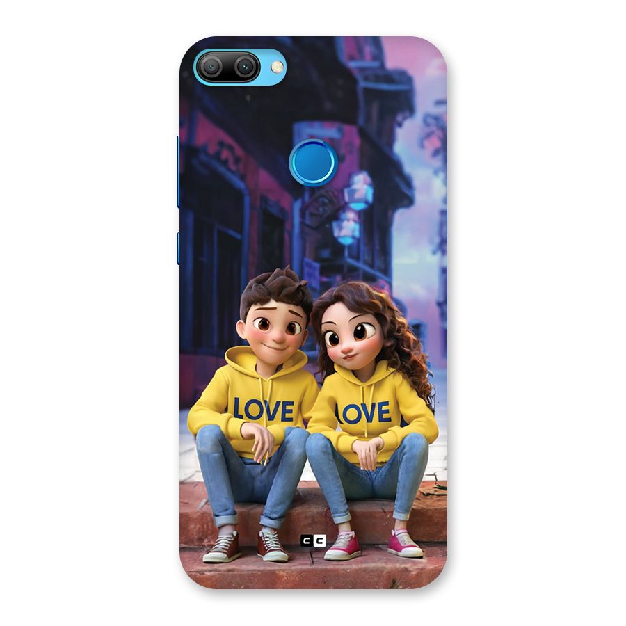 Cute Couple Sitting Back Case for Honor 9N