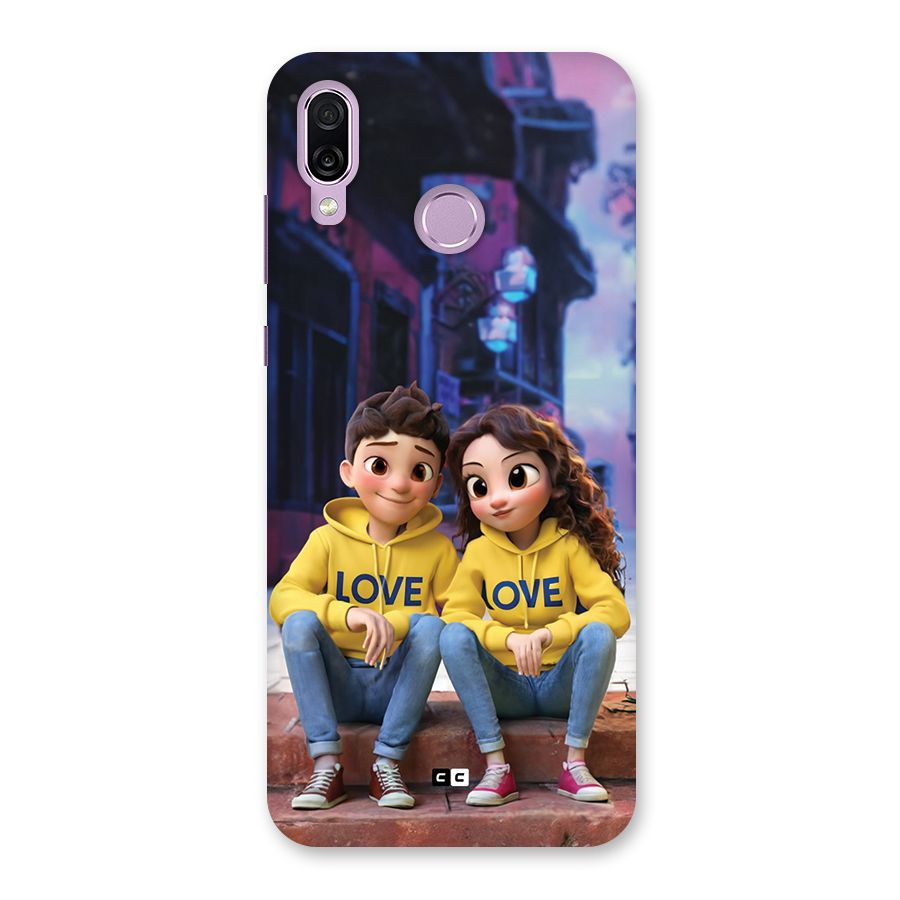 Cute Couple Sitting Back Case for Honor Play