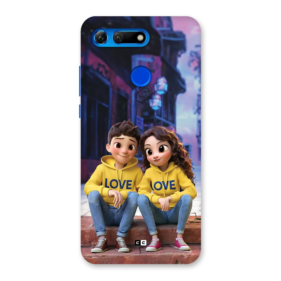 Cute Couple Sitting Back Case for Honor View 20