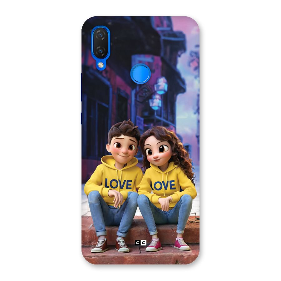 Cute Couple Sitting Back Case for Huawei P Smart Plus