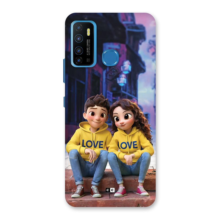 Cute Couple Sitting Back Case for Infinix Hot 9