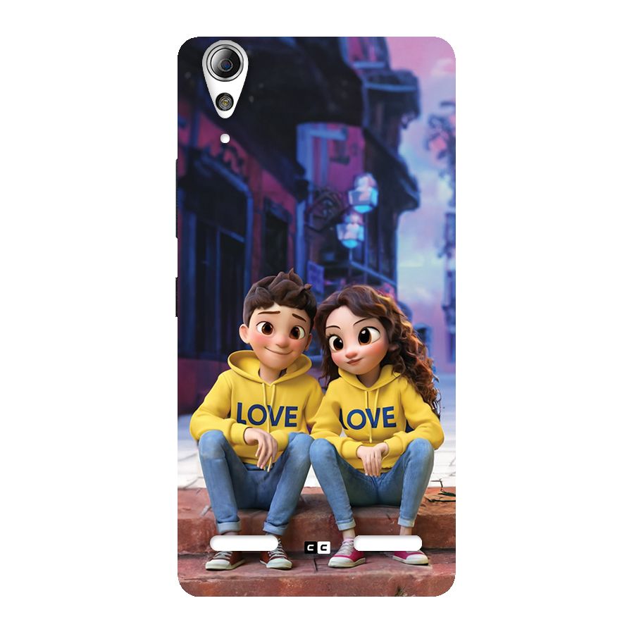 Cute Couple Sitting Back Case for Lenovo A6000