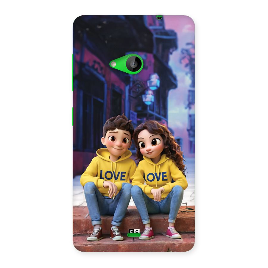 Cute Couple Sitting Back Case for Lumia 535