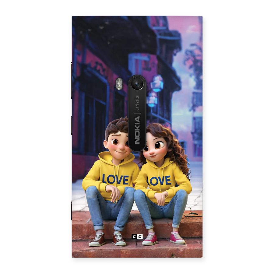 Cute Couple Sitting Back Case for Lumia 920