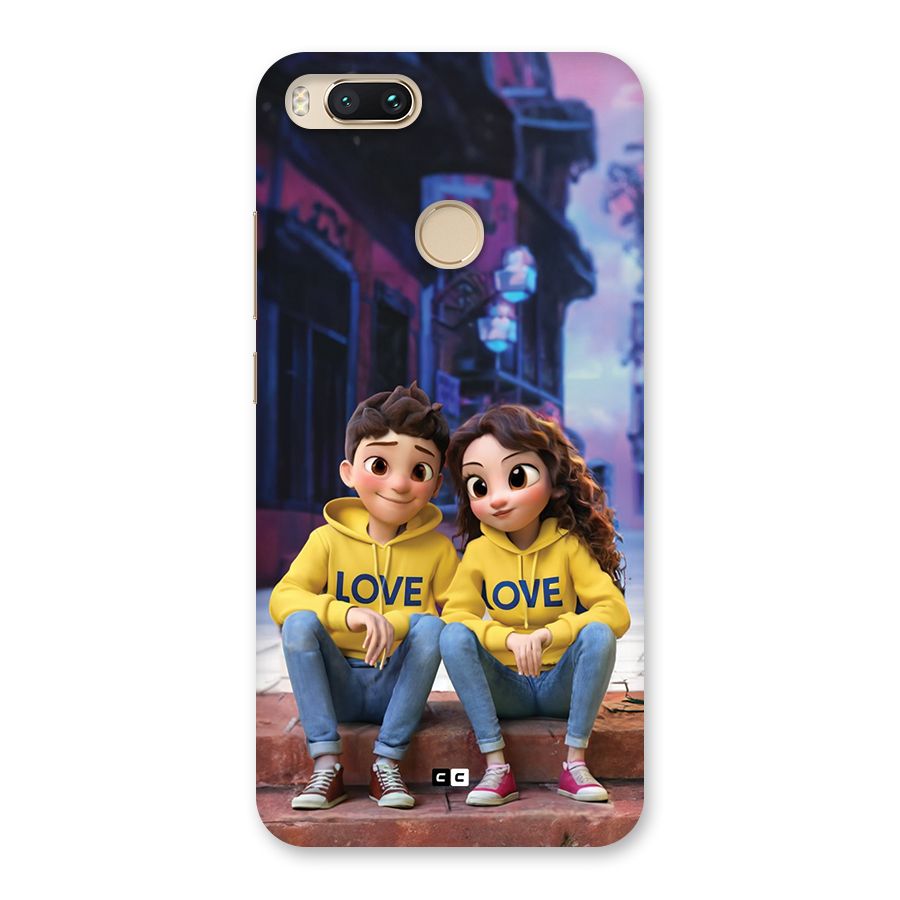 Cute Couple Sitting Back Case for Mi A1