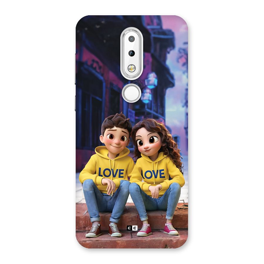 Cute Couple Sitting Back Case for Nokia 6.1 Plus