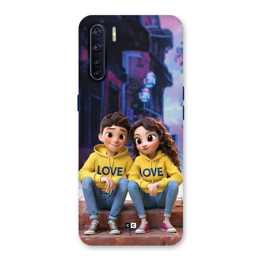 Cute Couple Sitting Back Case for Oppo F15
