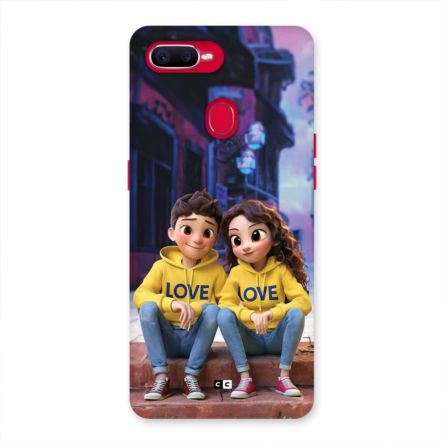 Cute Couple Sitting Back Case for Oppo F9 Pro