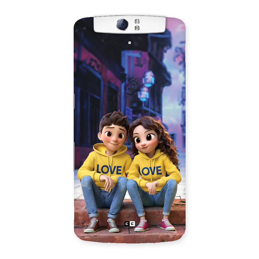Cute Couple Sitting Back Case for Oppo N1