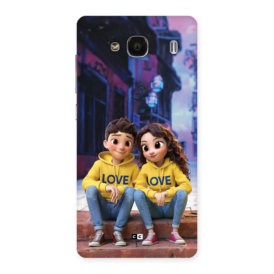Cute Couple Sitting Back Case for Redmi 2