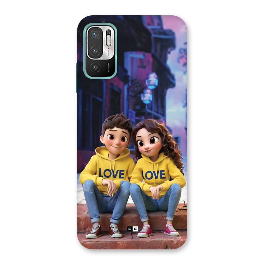 Cute Couple Sitting Back Case for Redmi Note 10T 5G