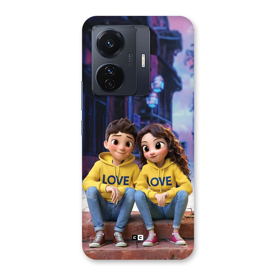 Cute Couple Sitting Back Case for Vivo T1 Pro