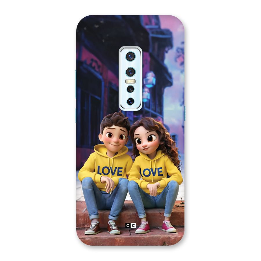 Cute Couple Sitting Back Case for Vivo V17 Pro