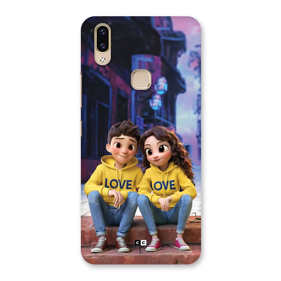 Cute Couple Sitting Back Case for Vivo V9 Youth