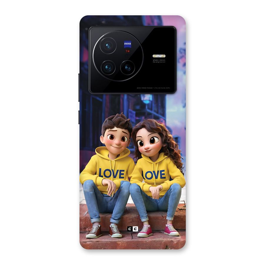 Cute Couple Sitting Back Case for Vivo X80