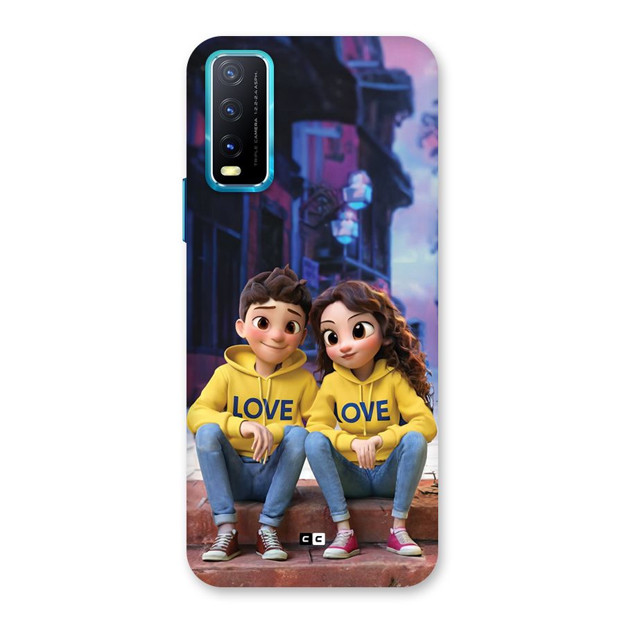 Cute Couple Sitting Back Case for Vivo Y20A