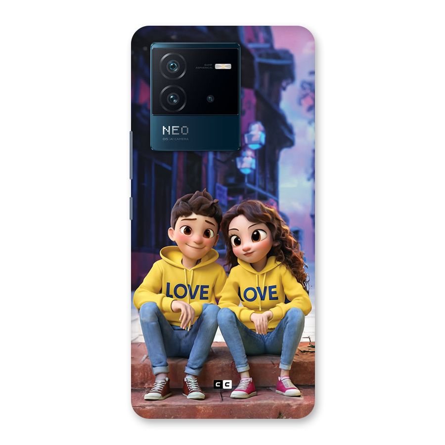 Cute Couple Sitting Back Case for Vivo iQOO Neo 6 5G