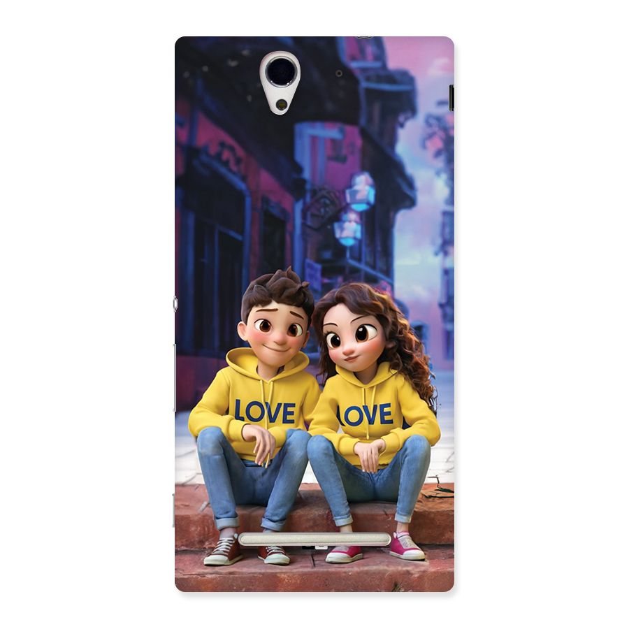 Cute Couple Sitting Back Case for Xperia C3