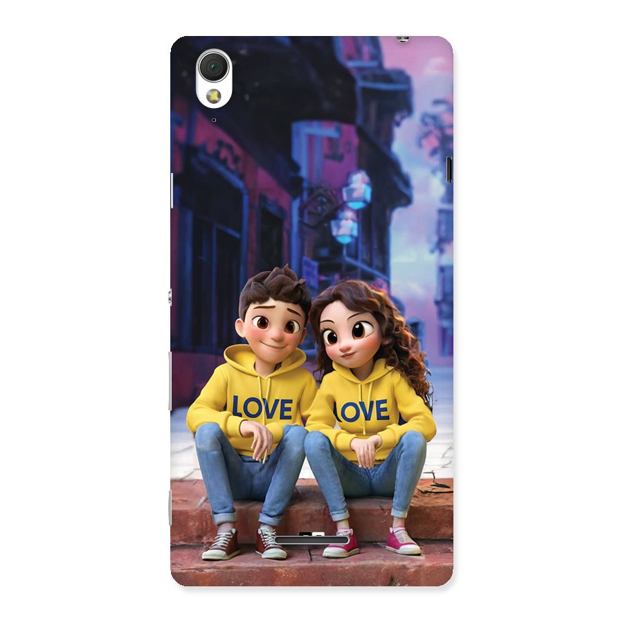 Cute Couple Sitting Back Case for Xperia T3