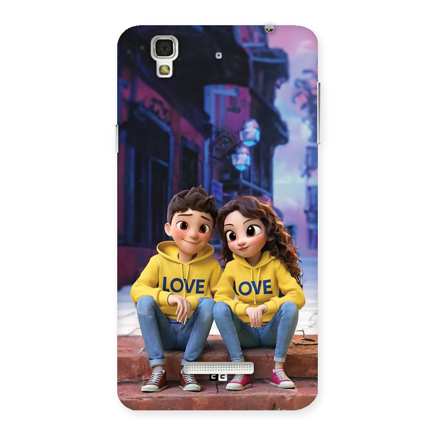 Cute Couple Sitting Back Case for Yureka