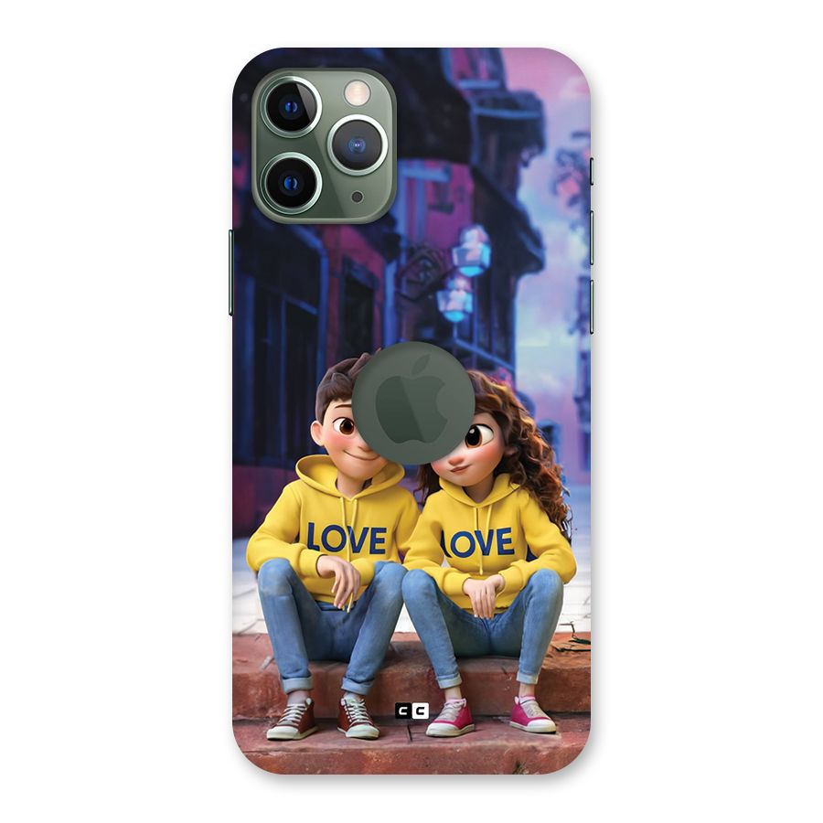 Cute Couple Sitting Back Case for iPhone 11 Pro Logo Cut